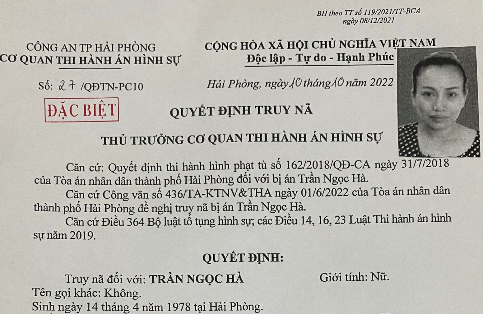 Công an quận Lê Chân bắt đối tượng truy nã đặc biệt
